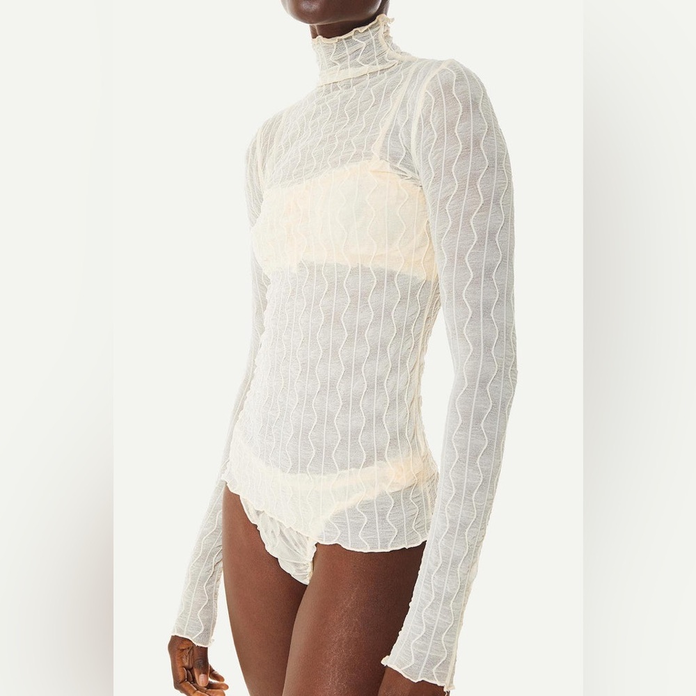 Find me now sheer mesh mock neck Ross top